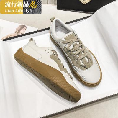 小白鞋2020春季真皮德训鞋新款女鞋平底百搭休闲老爹鞋子女ins潮知义(ZHIYI)休闲鞋