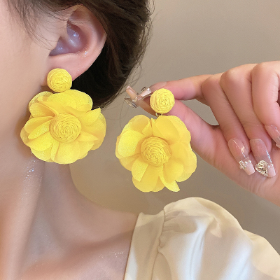 古风汉服耳饰女夏季海边度假耳环2024新款高级感夸张独特花朵耳钉送女朋友老婆情人节七夕生日礼物