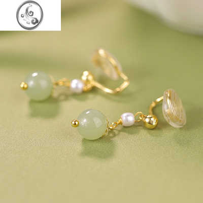 JiMi和田玉耳夹无耳洞女耳环2022年新款潮耳骨夹高级感耳饰小众设计感