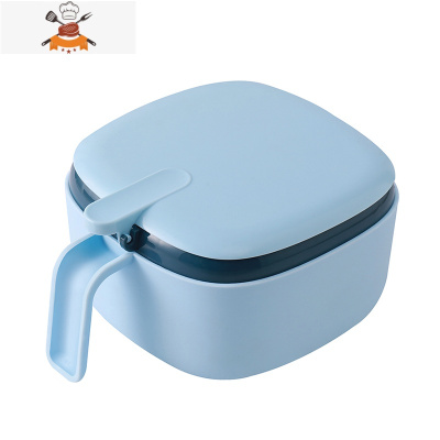 调料盒组合套装家用厨房用品盐糖味精四格收纳一体多格调味罐油壶 敬平 撞色蓝[加厚升级款](内赠4勺)厨房收纳盒