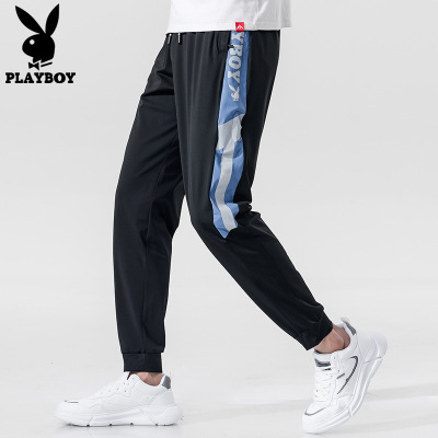 花花公子裤子男春夏新款抽绳束脚裤潮流透气百搭男士运动长裤