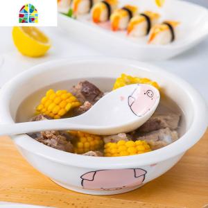 家用大号汤碗陶瓷餐具套装汤古创意泡面排骨酸菜鱼碗配大汤勺 FENGHOU 百合9英寸汤古1个(收藏加购)送1个大勺