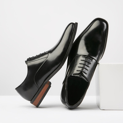 皮鞋男士真皮新款日系绅士商务正装皮鞋青年休闲木根牛津单鞋