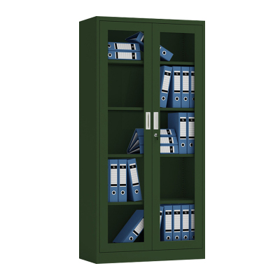汉诺鑫威绿色铁皮文件柜办公室档案柜资料柜财务凭证柜钢制办公柜子加厚通玻