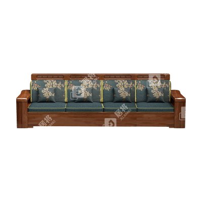 居将 JJ4022932 中式胡桃木实木沙发 四人位