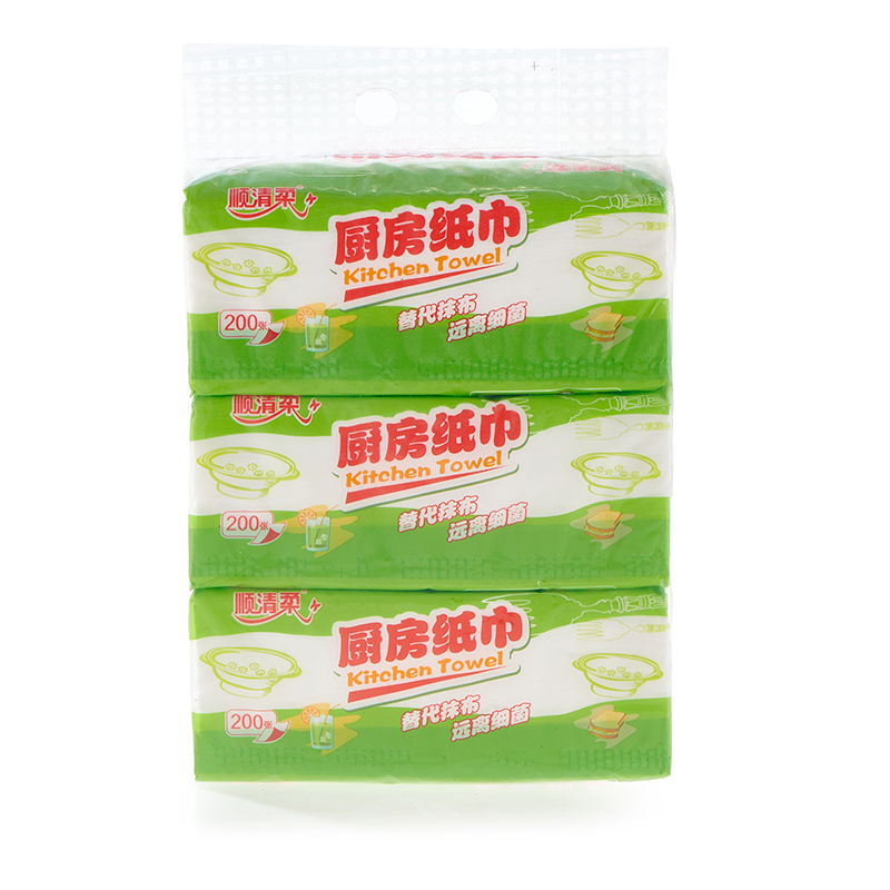 顺清柔厨房纸巾3包/提厨房抽取纸巾