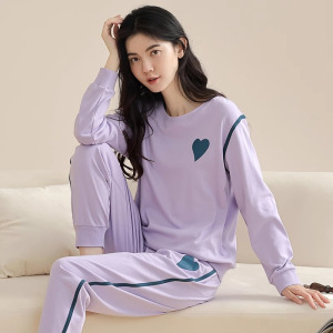 新款啄木鸟睡衣女春秋季纯棉长袖休闲运动全棉家居服套装可外穿