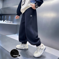 儿童装男童一体加绒裤子冬季新款男孩加厚运动卫裤大童秋冬款