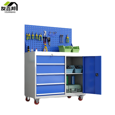 多功能工具柜(可拆卸挂板+万向轮)四斗一门