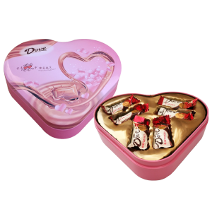 德芙巧克力喜糖小礼盒装德芙丝滑牛奶巧克力12颗粉色心形铁盒装(4.5g德芙)