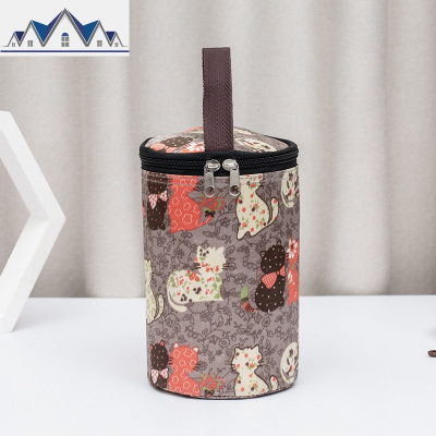 圆形铝箔保温加厚大容量饭盒袋带饭手提防水便当桶包手拎包 三维工匠收纳包