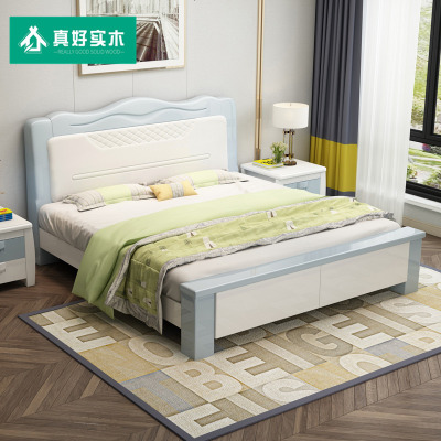 白色中式实木床工厂直销1.5米现代简约主卧婚床1.8米双人床经济型