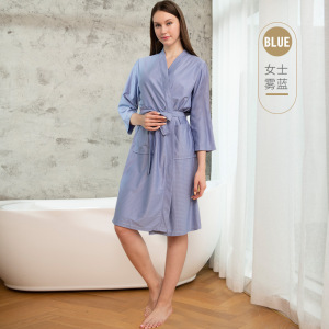 添福运 春夏季浴袍女薄款华夫格情侣睡袍男女士夏天韩版浴衣吸水