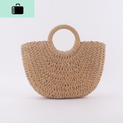 森系简约手拎编包纯色休闲手工编织包夏日沙滩拍照女包NEW LAKE女士单肩包