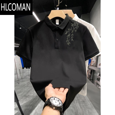 HLCOMAN2024夏季新款印花polo衫短袖休闲翻领痞帅男士潮流宽松百搭上衣潮