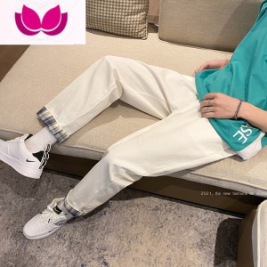 七斓格子裤子男夏季宽松直筒韩版潮流阔腿裤高街ins百搭休闲长裤