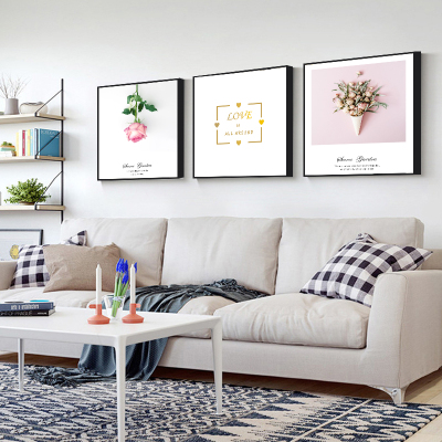 舒厅北欧客厅装饰画简约风格沙发背景墙挂画餐厅画现代三联画玄关壁画玫瑰之约（30*30cm）