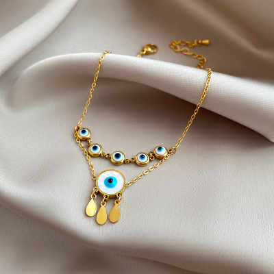 新中式高级感钛钢恶魔之眼脚链女2025新款不掉色小众设计个性足链送女朋友老婆情人节七夕生日礼物