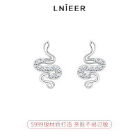 S999纯银蛇耳钉女2025新款高级蛇年本命年小众设计感耳环耳饰