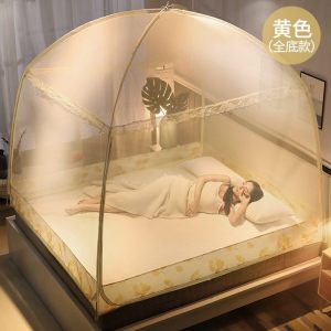 美帮汇蒙古包1.5m床 1.8m家用2米蚊帐防摔三开2.2支架1.2加厚纹账新款