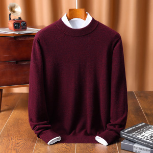 主推330克100%澳毛羊毛衫男秋冬新款半高领纯羊毛打底毛衣男