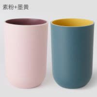 牙刷杯漱口杯家用情侣儿童洗漱网红水杯旅行便携式塑料北欧牙缸 三维工匠 [2个装]素粉+灰白洗漱杯
