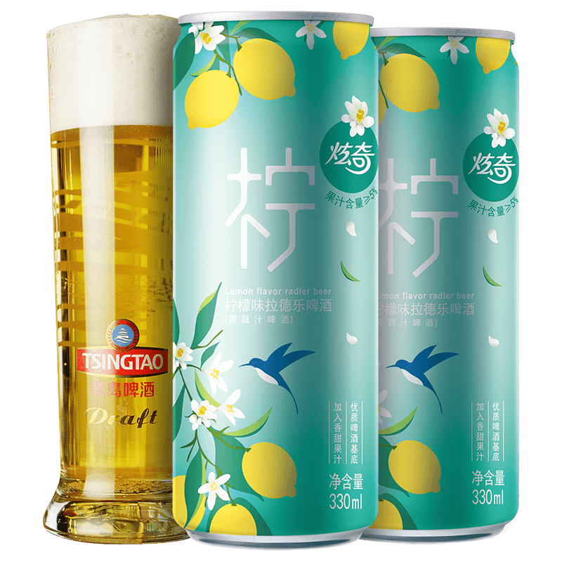 青岛啤酒(tsingtao)radler炫奇果啤柠檬味330ml*12听