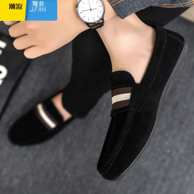 聚范男鞋一脚蹬豆豆鞋百搭布鞋驾车工作鞋软底鞋休闲鞋子男透气