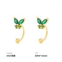 925纯银蝴蝶闪亮后挂耳钉女耳环耳饰小众设计时尚简约新款送女朋友老婆情人节七夕生日礼物