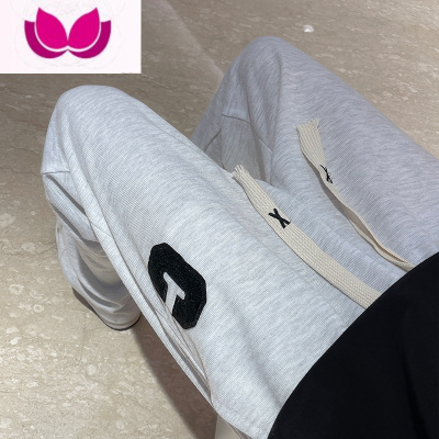 七斓卫裤男美式休闲复古高街ins港风潮牌直筒垂感运动宽松9分裤子