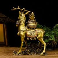 美帮汇梅花鹿摆件铜 铜鹿摆件一路发财客厅家居摆设