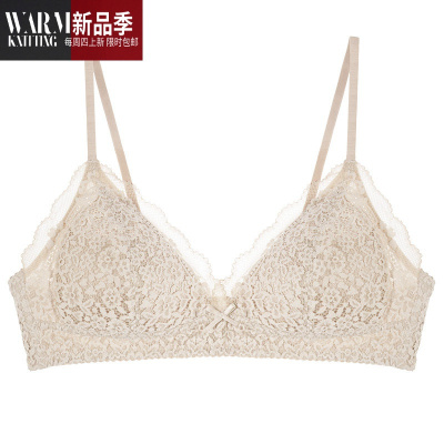 春夏薄款蕾丝内衣女小胸聚拢法式三角杯无钢圈文胸套装SHANCHAO胸罩