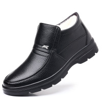 男士冬季鞋羊毛棉鞋男款牛皮保暖加绒加厚爸爸鞋真皮防滑老人棉鞋