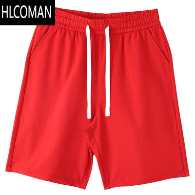 HLCOMAN红色五分裤男女活动休闲短裤运动裤夏季薄款宽松直筒沙滩中裤