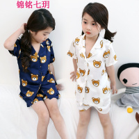 锦铭七玥夏季女童2018新款中小童小熊睡衣XC080