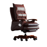 慧采云 办公家具牛皮大班椅老板椅经理椅可躺带隔脚办公椅家用实木转椅