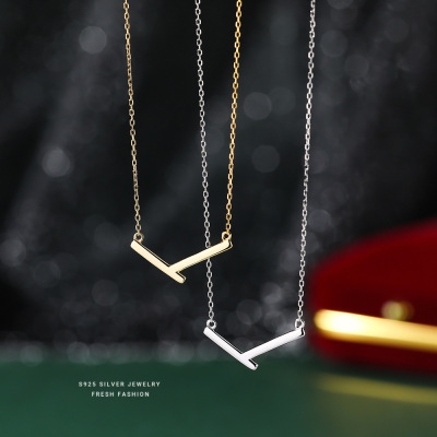 s925纯银几何V形 项链女极简不规则设计轻奢小众高级感锁骨链批发送女朋友老婆情人节七夕生日礼物