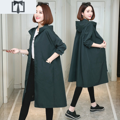 SUNTEK中长款休闲风衣女2020秋季新款宽松显瘦过膝流行气质大衣外套大码风衣