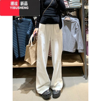 YIBUSHENG白色运动休闲裤女季新款高腰宽松阔腿显瘦百搭垂感直筒拖地裤子
