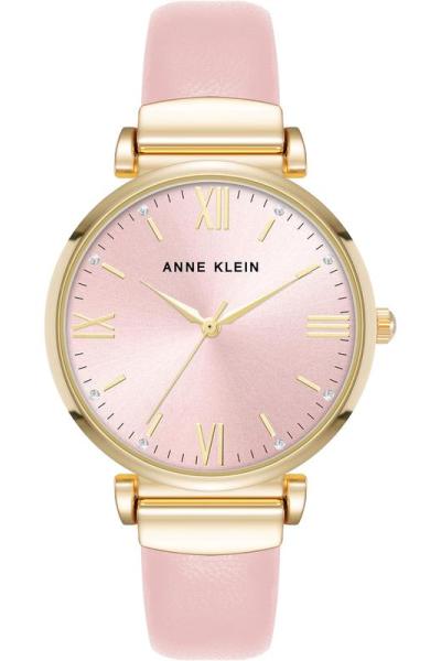 Anne Klein手表女石英圆形表盘36毫米矿物玻璃商务休闲女表