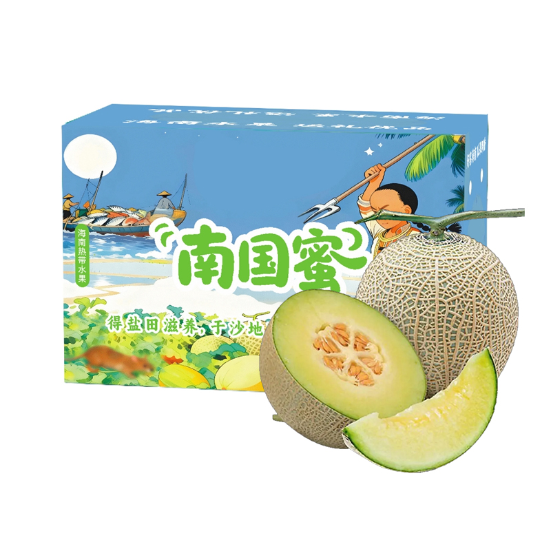 礼盒装[熊猫鸟]新鲜网纹蜜瓜 净重7.5斤 3-6个 应季水果 新鲜甜瓜 鲜果