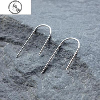 925纯银耳钉耳棍耳棒小耳骨钉男女U型极简约迷你几何养耳洞 JiMi U型纯银耳钉1对2只（无堵）