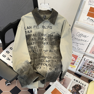 男装复古衬衫男港风学生宽松春秋季新款时尚百搭可外穿衬衣男