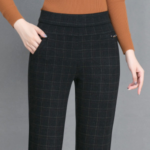迪鲁奥(DILUAO)新款女装妈妈裤子秋冬厚款2021新款裤女松紧高腰常规休闲长裤女中老年女裤 格子松紧腰G608 27
