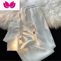 七斓龙骨纹冰丝裤子男夏季薄款阔腿拖地直筒垂感休闲长裤