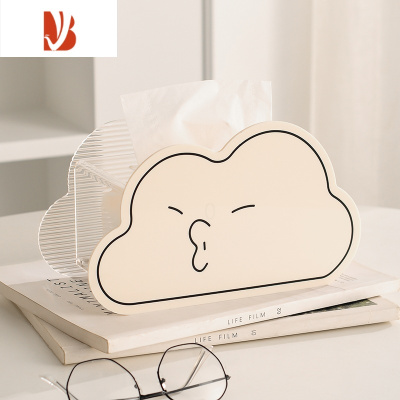 三维工匠原创ins星星纸巾盒亚克力客厅餐桌轻奢奶油风2023新款抽纸盒 (云朵)奶白色拼条纹