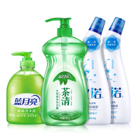蓝月亮厨卫组合(茶清天然绿茶洗洁精1kg+卫诺沁香花园香氛洁厕液500g*2+抑菌洗手液500g)