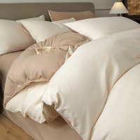 秋冬季加厚磨毛床上四件套纯棉新款简约床单人被套三件套