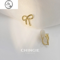 JiMichingie蝴蝶结耳夹女蚊香盘复古港味无耳洞耳饰简约可爱学生甜酷