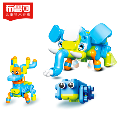 布鲁可大颗粒积木跑跑变变变动物儿童拼插积木遥控玩具男女孩